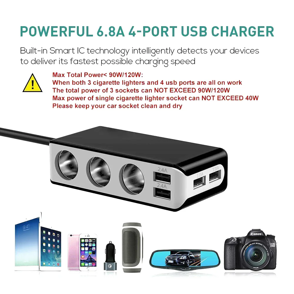 Хит продаж Каблук 12V разветвитель автомобильного прикуривателя Мощность адаптер