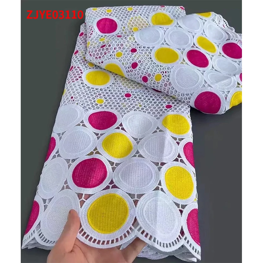 

Африканская кружевная ткань в цветочек, нигерийский высококачественный водорастворимый круг для свадебного шитья ZJYE03110
