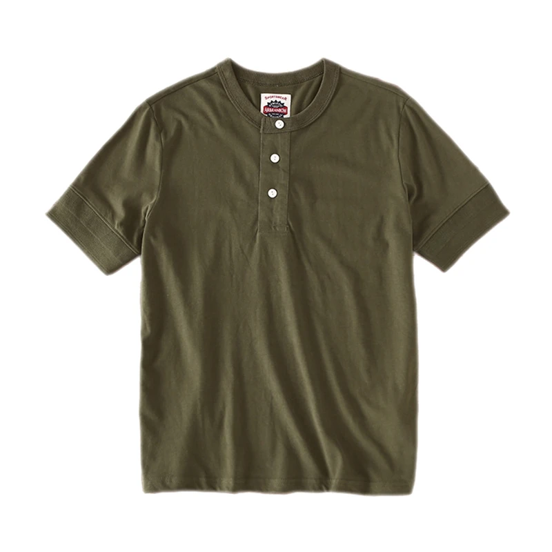 Japon Harajuku Vintage kısa kollu Henley yaka T Shirt erkekler için kentsel erkek Streetwear rahat Henley gömlek artı boyutu