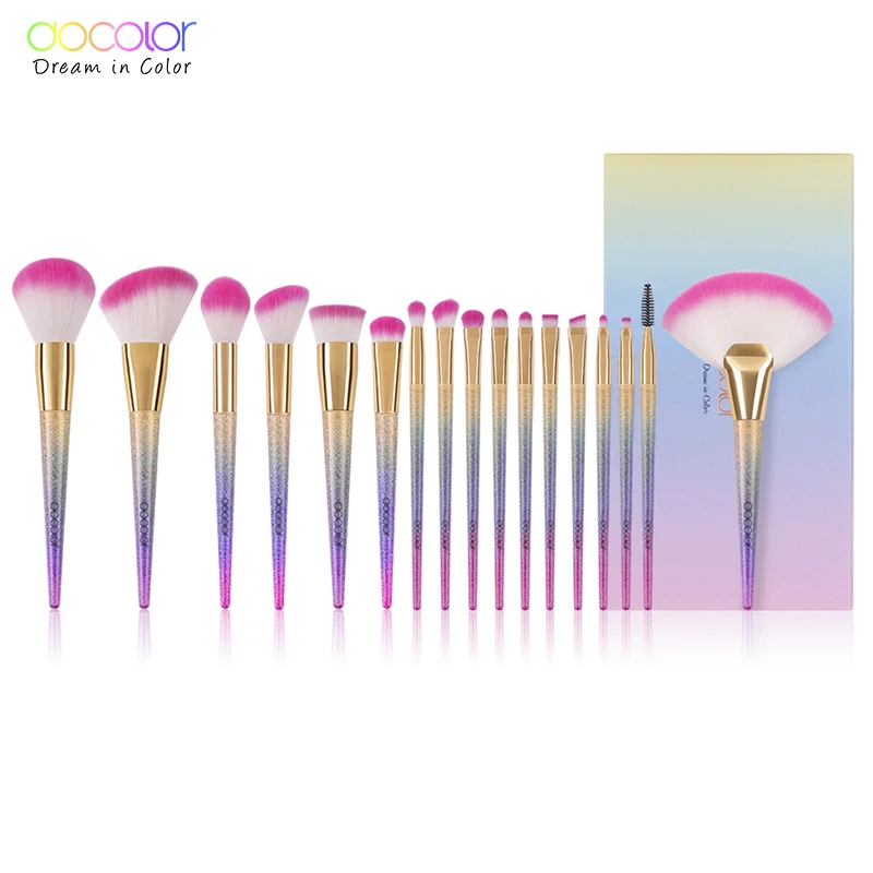 Docolor 16/17/18 шт. кисти для макияжа набор кистей для творческого макияжа Профессиональная Пудра Тени для век макияж кисти набор - Handle Color: 17pcs