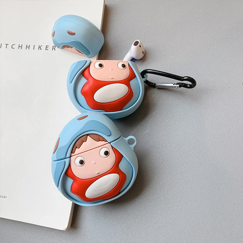 

HOT Anime Ponyo case for airpods 1 2 charging box fashion cute fish soft silicone shockproof earphone protect cover Accessories