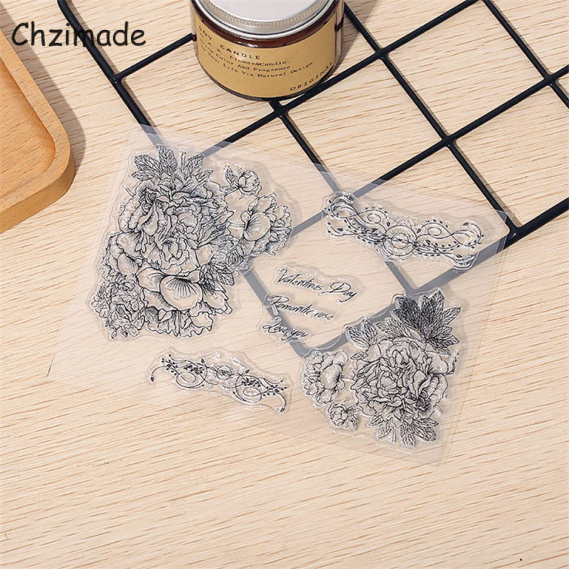 

Chzimade 11x16cm Flower Blooming Clear Stamps Seal For DIY Scrapbooking Card Making Album Decorative Silicone Stamp Crafts