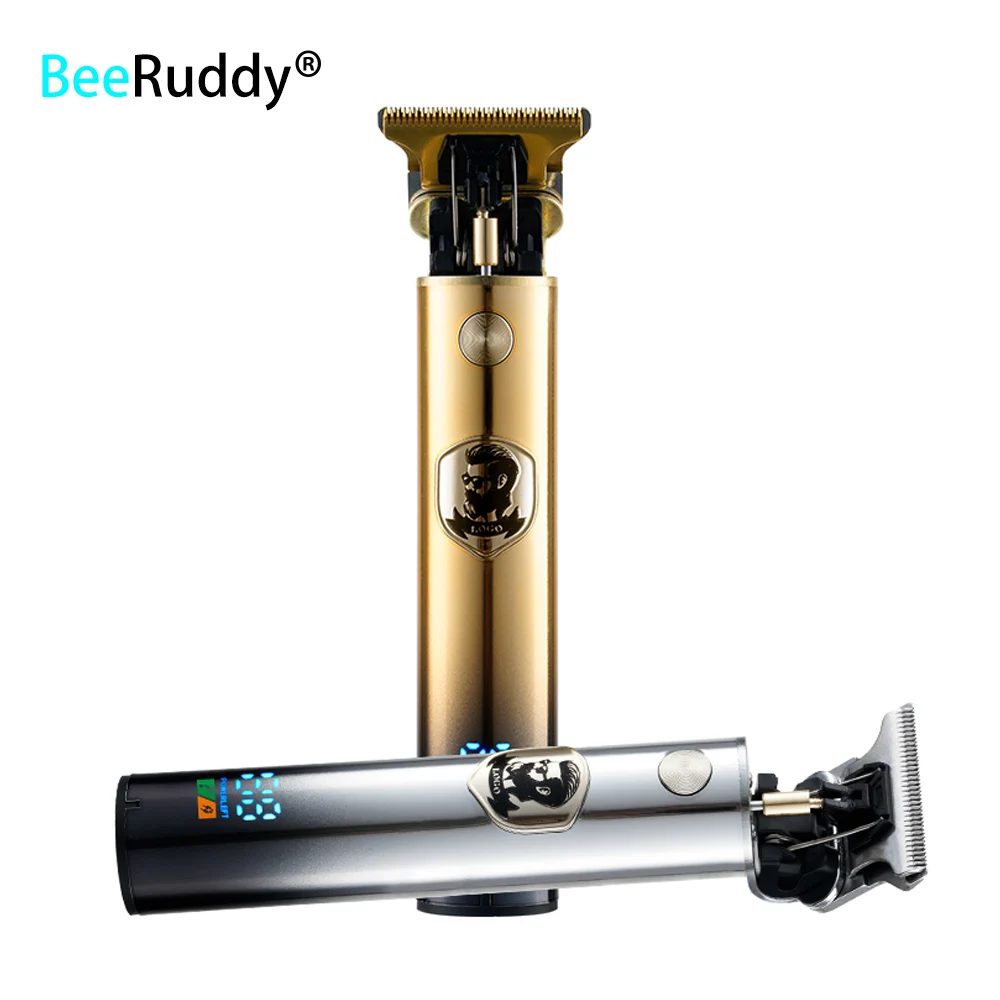 

LCD Usb Rechargeable Professional Hair Cutting Machine Gradient Engraving T-shaped Zero Hair Clippers Hair Beard Trimmer For Men