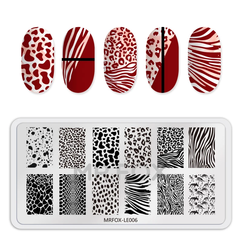 Пластины для стемпинга ногтей с изображением животных леопардовых коров шаблон