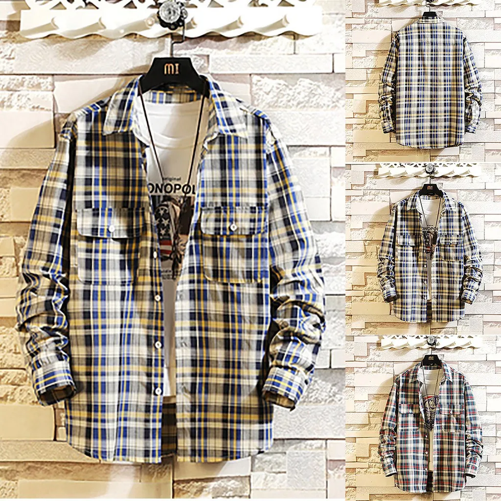 

Vogue Brand-clothing Mens Clothing Solid Soft Men Shirt Long Sleeve Mens Shirts Casual Slim Fit Pop Tide Lattice Casual