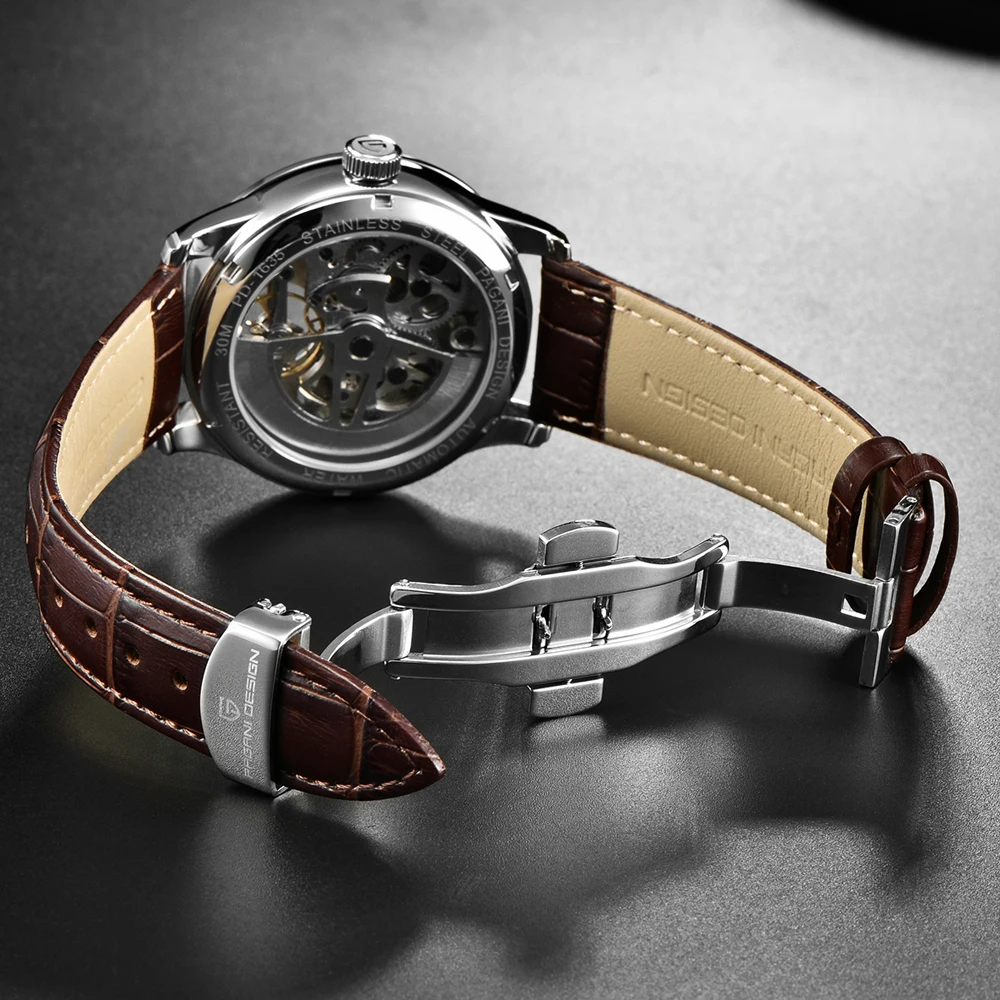 Автоматические Мужские часы Tourbillon Pagani мужские механические серебристого цвета