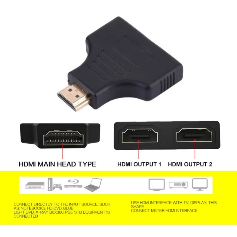Разветвитель HDMI 1 в 2 разветвитель типа Папа-2 Onversion переходник Папа-мама |