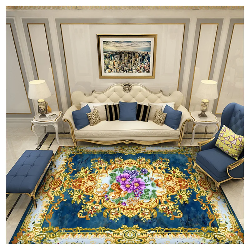 

Luxury European Style Living Room Carpet Floor Mats, Bay Window Mats, Office All-Printed Carpets, Crawling Mats, Machine Washabl