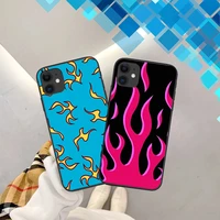 fashion flame pattern phone cover for iphone 11 12 pro max x xr xs max 6 6s 7 8 plus 12mini se2020 black soft silicone tpu case