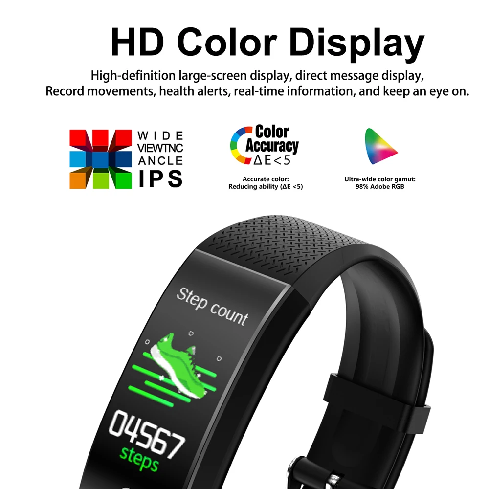 IP68 водонепроницаемый спортивный смарт-браслет часы с функцией термометра