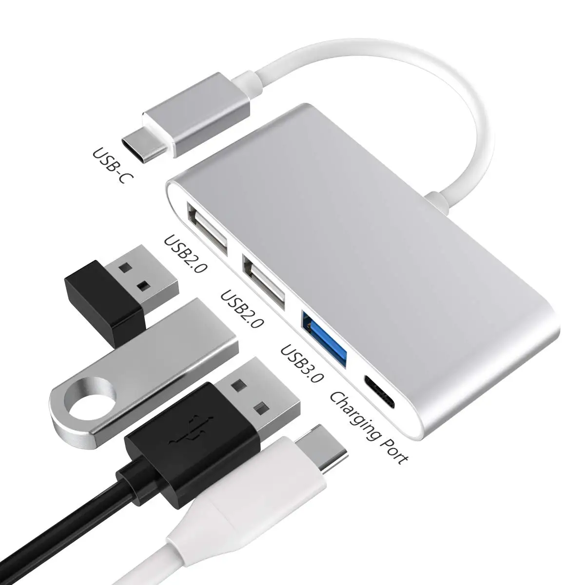 Тип C концентратор с USB3.0 двойной USB2.0 USB C женский порт питания многопортовый USB C к USB OTG адаптер данных для Macbook samsung huawei