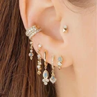 2021 изысканные 925 серебро Женская мода свадебные ювелирные изделия Micro Pave Белый CZ огненный опал камень катат насоящее золото серьги