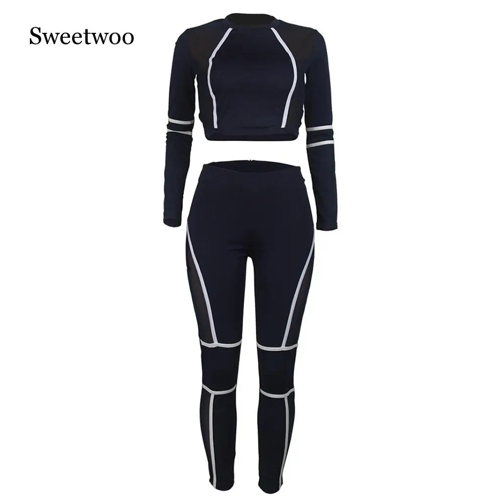 Комплект для фитнеса и йоги новинка светящиеся Длинные рукава + длинные брюки