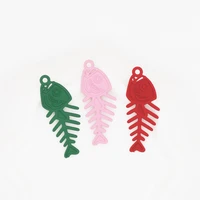 20pcslot 249mm green red pink color fish bone charms awful fish pendants metal brass jewelry findings