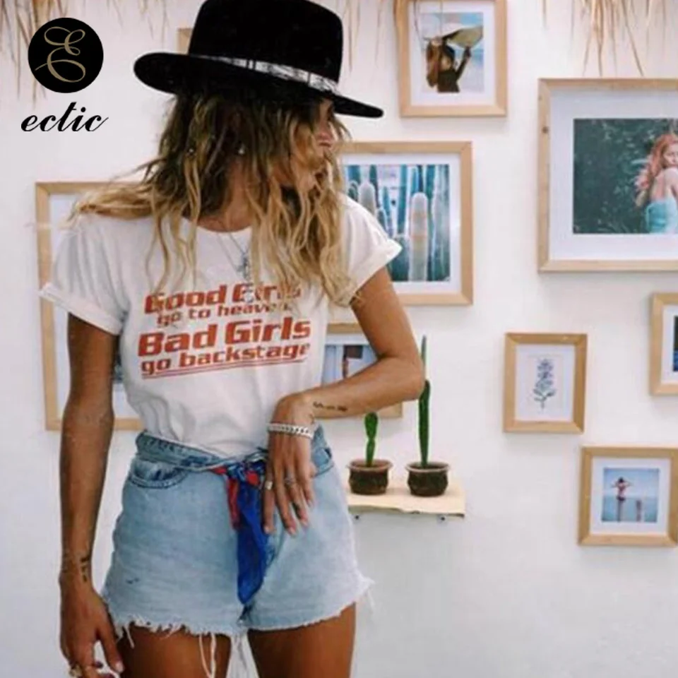 Забавный Буква Принт Хорошее Девочка Плохой Девушка Текст Лозунг Майка