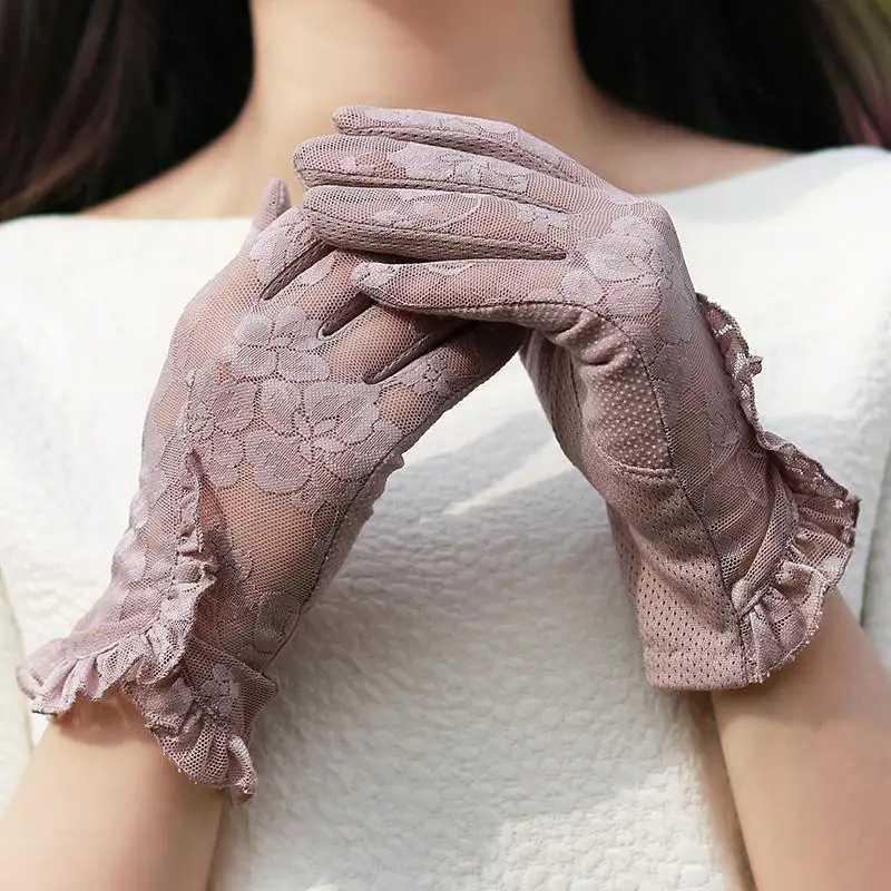 

Women Gloves Spring and Summer Lace Sunscreen Gloves Lady's Anti-uv Slip-resistant Driving Gloves Girls Sexy Lace Gloves