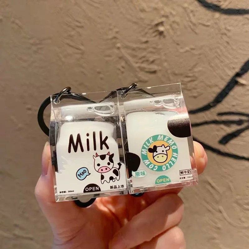 

Cute Milk Creative Keychain Couple Valentines Day Cartoon Gift Toy Girl Bag Car Key Ring Small Pendant Accessions