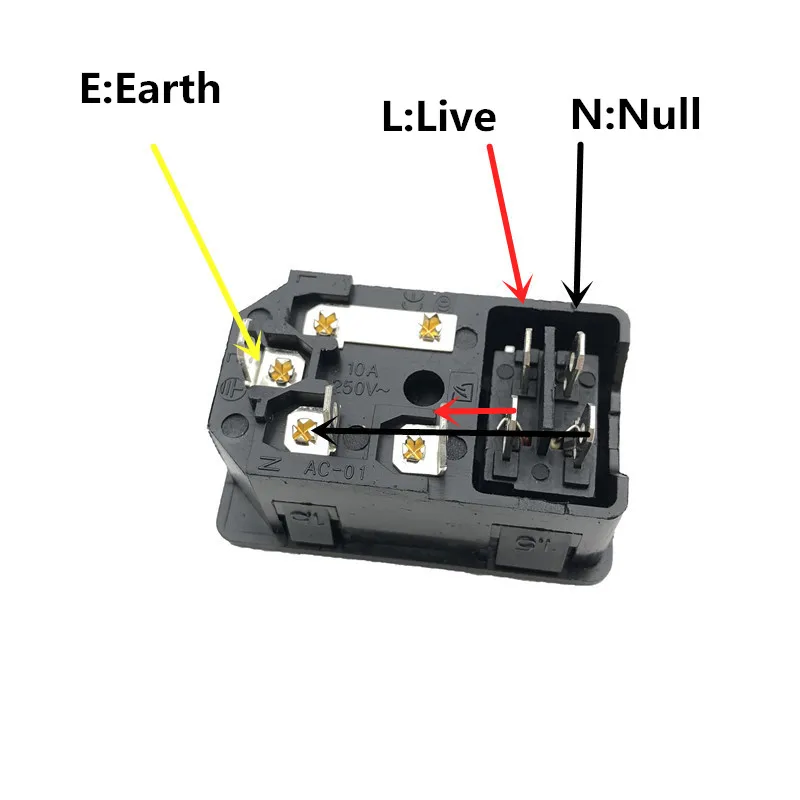 1 шт. 10A 250VAC 4 Pin IEC320 C14 входной разъем гнездо питания переменного тока с красная