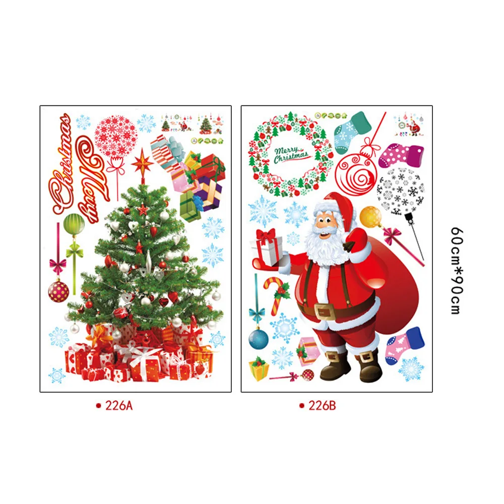 

Wall Sticker Set Christmas Santa Creative PVC Transparent Candy Box Christmas Decoration Gift Claus Home Shop Decoration