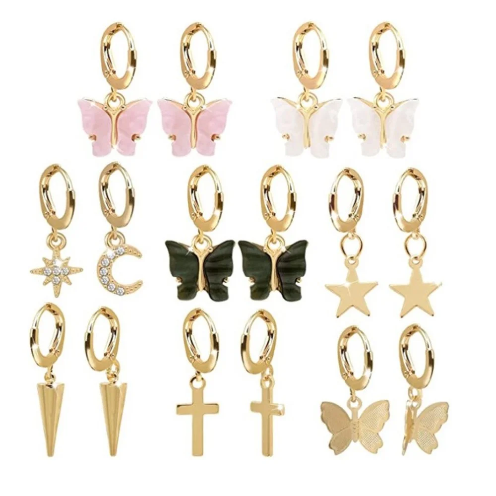 

Korean Fashion New Earrings For Women Jewelry Simple Personality Earrings Set 2021 Trendy Butterfly New Earring Wholesale