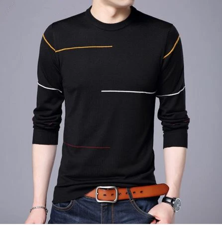 Autumn Winter Cashmere Wool Sweater Men Brand Clothing New Arrival Slim Fit Warm Sweaters O-Neck Pullover Men Top J687 - Цвет: Black