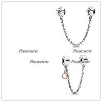 925 sterling silver bead disey parks castle safety chain charm fit women pandora bracelet necklace diy jewelry