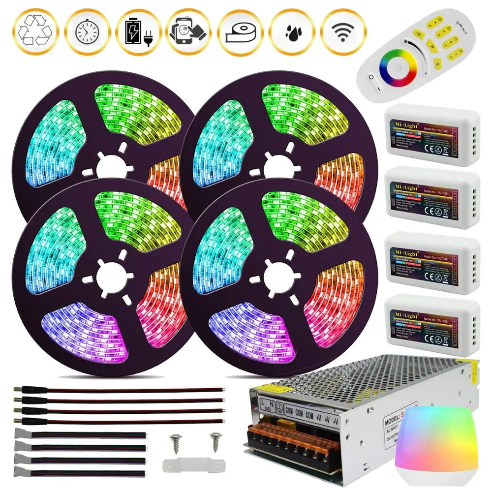 DC12V RGBW SMD5050 светодиодная лента RGB + белая 60 светодиодов/м контроллеры Mi Light 20A