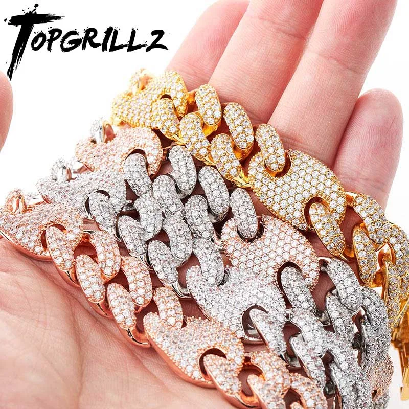 Ожерелье TOPGRILLZ с застежкой 16 мм из кубического циркония золотого и серебряного