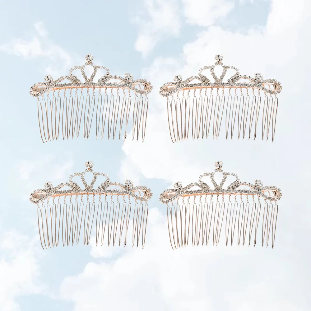 

4Pcs Rhinestone Hair Comb Bang Hair Insert Comb Elegant Headdress Creative Headwear (Style)
