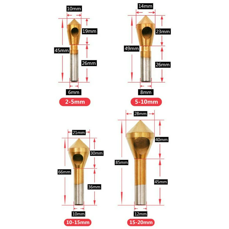

1Set Durable Countersunk Head Chamfering Tools Titanium Countersink Deburring Drill Taper Hole Cutter High Speed Steel
