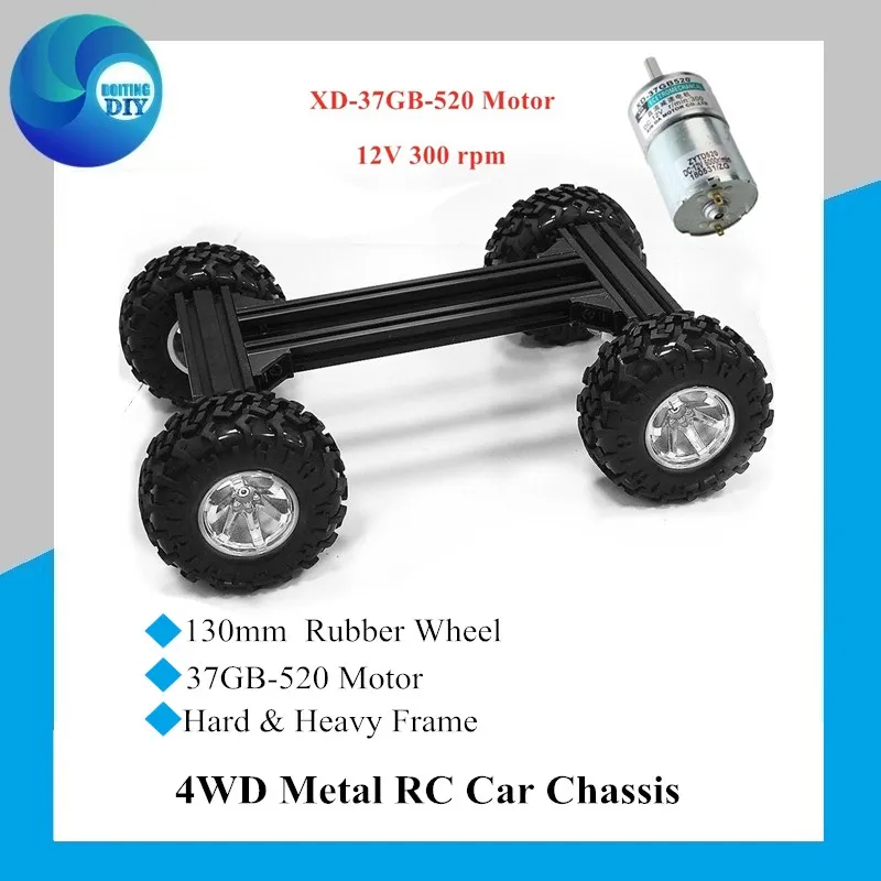 

Полноприводный металлический шасси Smart Car с пластиковым колесом 130 мм, 12 В, 37 мм, 300 об/мин, мощный двигатель для Arduino, образовательного проекта, «сделай сам», игрушка на радиоуправлении