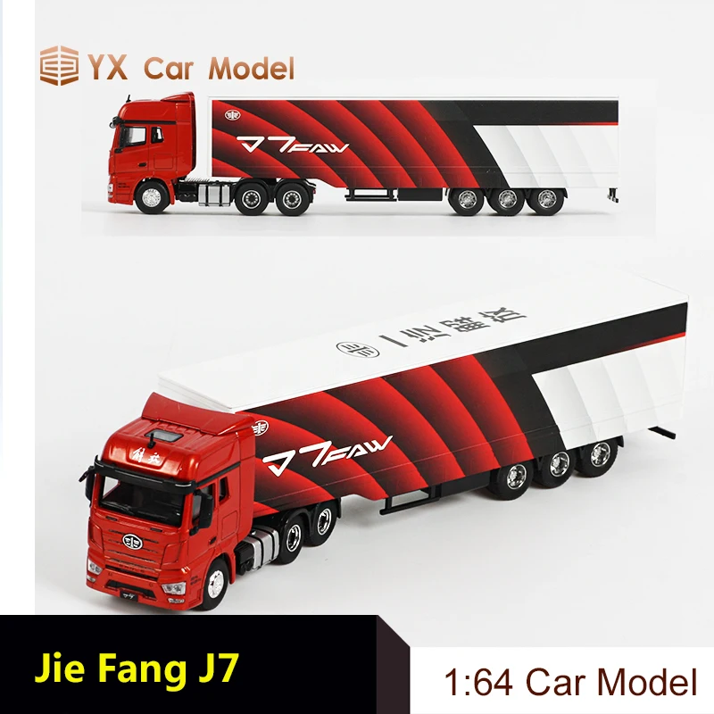 

Diecast Car FAW Jiefang J7 car freight transport truck 1:64 alloy simulation car model truck model box cargo