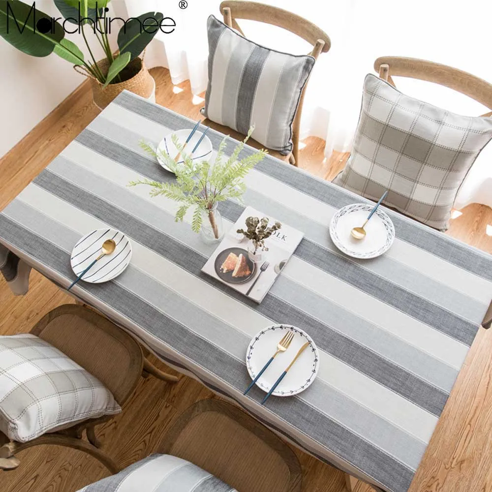 Полосатая клетчатая декоративная льняная скатерть Водонепроницаемая