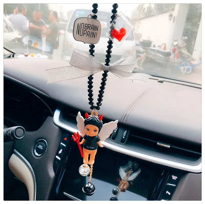 Cartoon Angel Doll Car Rearview Mirror Pendant Hanging Ornaments Auto Decoration Accessories Cupid Demon Unicorn | Автомобили и