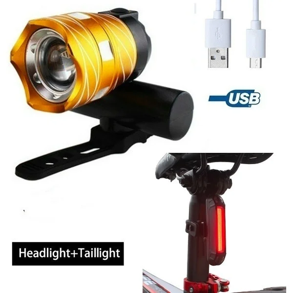 Светодиодный велосипедный фонарь T6 передсветильник свет уличный с зарядкой