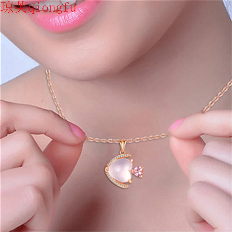 

Qiongfu Korean version of the original personality for the rest of your life with you love pendant necklace necklace small fish