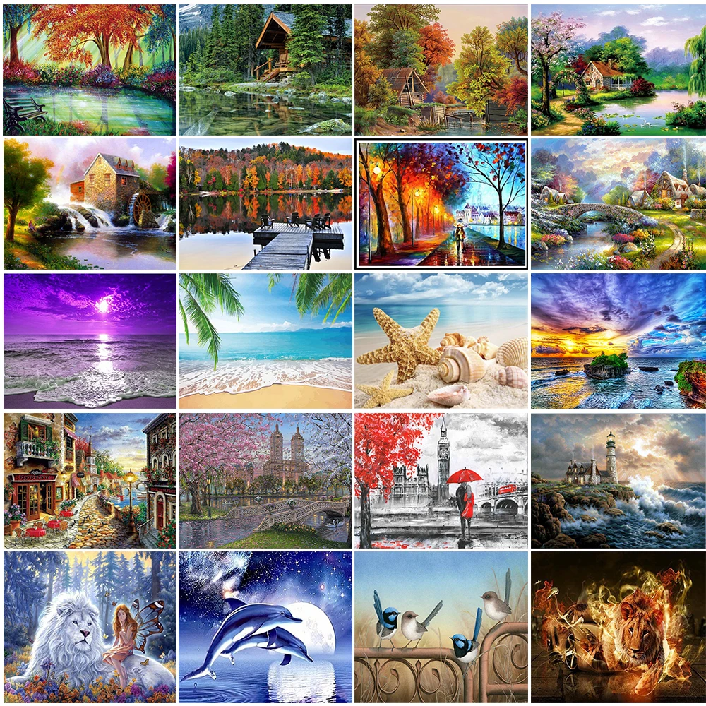 

New arrival 5D diamond painting landscape diamond embroidery diamond mosaic natural rhinestone pictures
