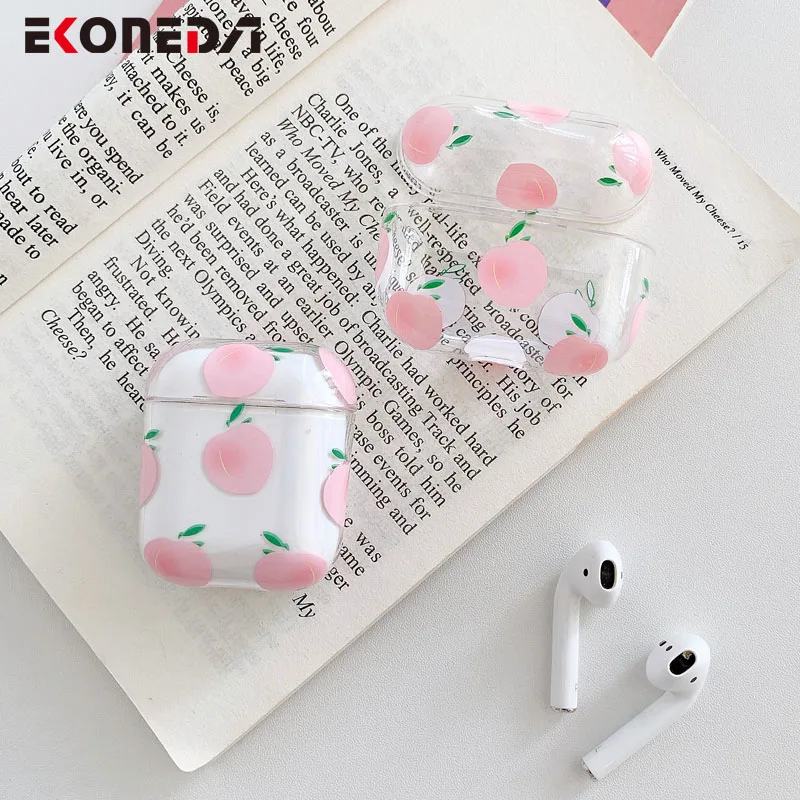 EKONEDA Симпатичный розовый персиковый чехол для Airpods Pro прозрачный жесткий защитный