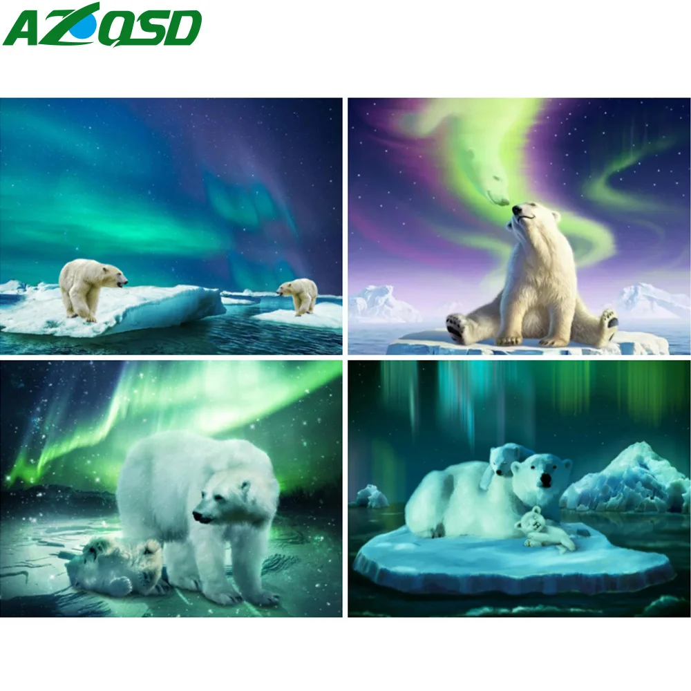 

AZQSD алмазная живопись медведь снег зима вышивка крестиком Стразы полная Алмазная вышивка животные мозаика ручной работы домашний декор