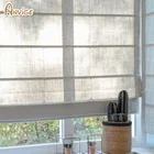 Современные плоские римские жалюзи из хлопка и льна, однотонные, с установкой в комплекте