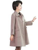 2021 mothers woolen overcoat old womans coat temperament medium long middle autumn and winter clothing foreign style