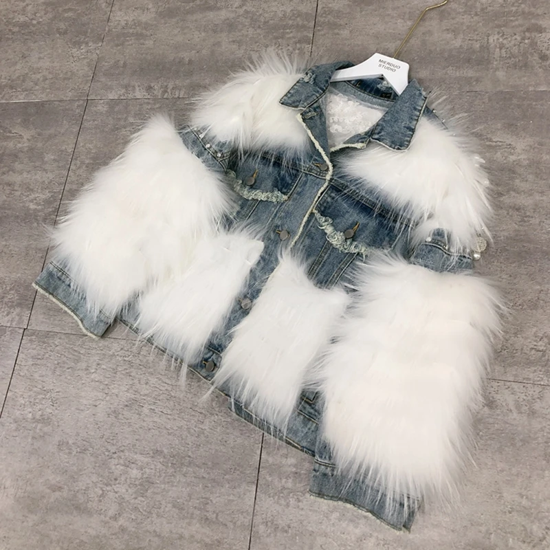 Женские пальто 2020 зимы естественный настоящий мех лисы куртка женская джинсовая верхняя одежда.