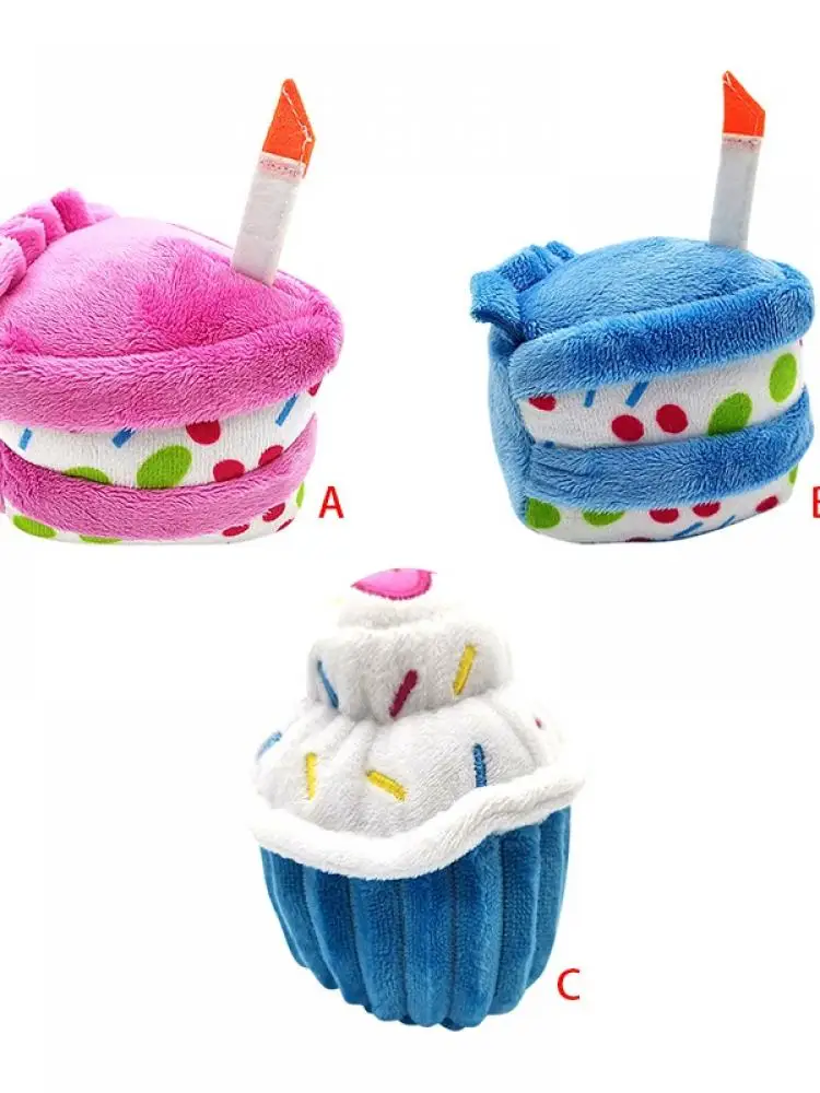 

New Pet Toy Happy Birthday Pet Plush Toy Birthday Cake Shape Pet Anti-Bite Interactive Toy Plush Ice Cream Dog Gift