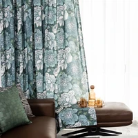 modern and simple polyester cotton pastoral printing curtain finished custom shading curtains for living dining room bedroom
