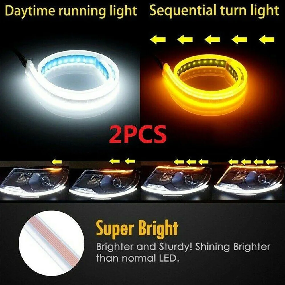 

60CM LED Headlight Strip Auto Bulbs DC 12V Flexible Lamp Non-flammable