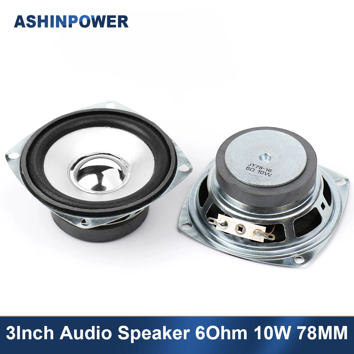 Ashinpower 2 шт. 3 дюймовый звуковой динамик 6Ohm 10 Вт 78 мм полный спектр портативный