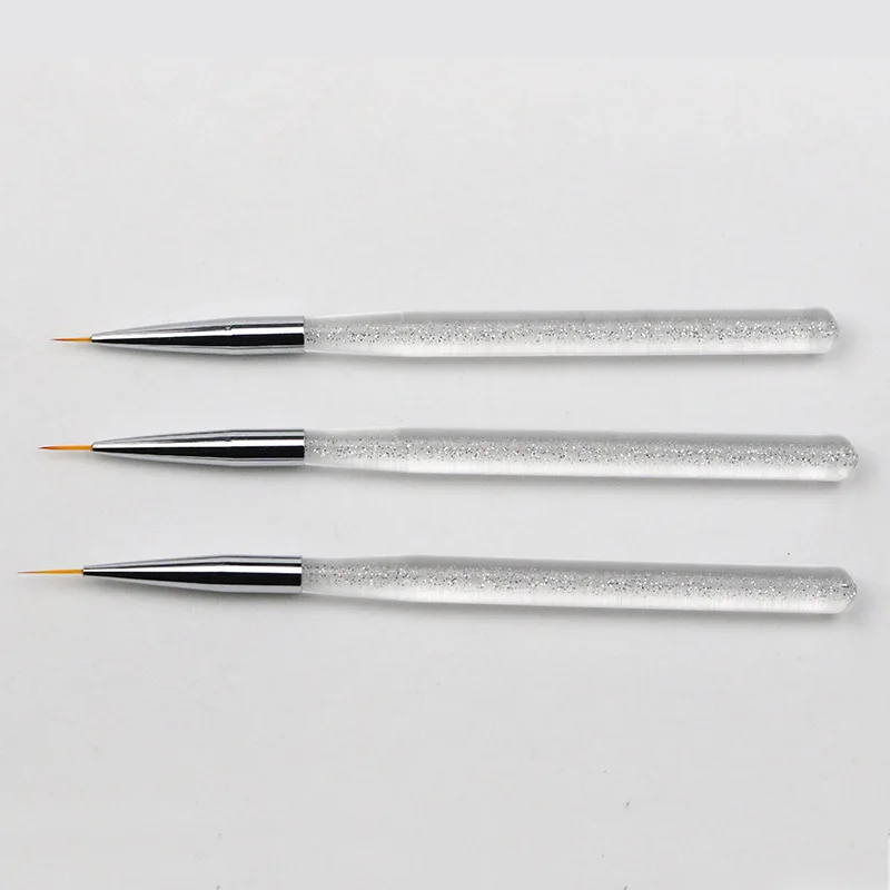 Nail Art Acrylic Liner Brush Painting Flower Drawing Lines Stripes Grid Pen UV Gel DIY Tips Design Manicure Tool 3Pcs