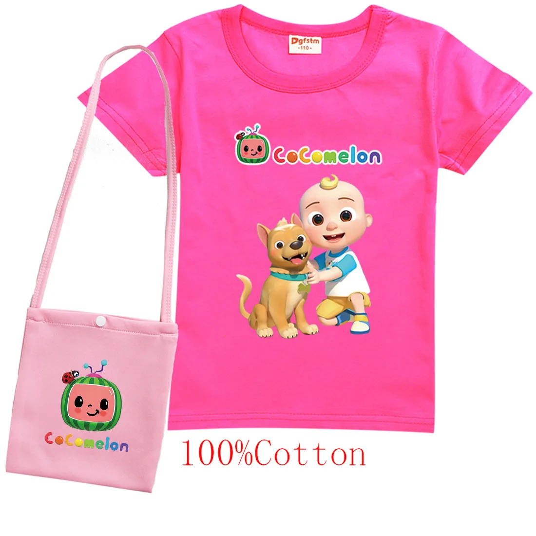 

Family TV Series Cocomelon T Shirt + Bag Kids Cotton Summer Tops Unisex Baby Boys Short Sleeve T-shirt Toddler Girls Clothes