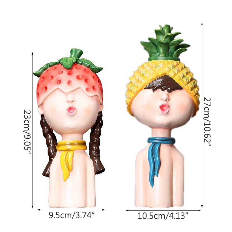 

Abstract Fruit Boy & Girl Colorful Painting Character Resin Sculpture Home Decoration Accessories Birthday Gifts For Children