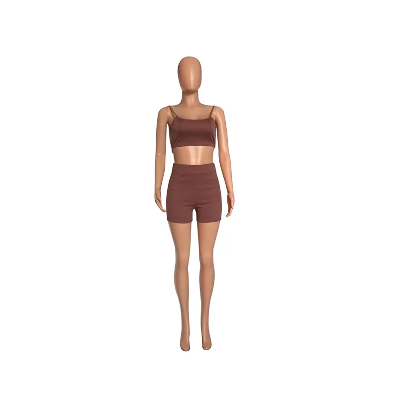 

Two Piece Set Women Summer Clothing Solid Sexy Tank top+Shorts sets Club Outfit lounge active wear Streetwear Wholesale Items